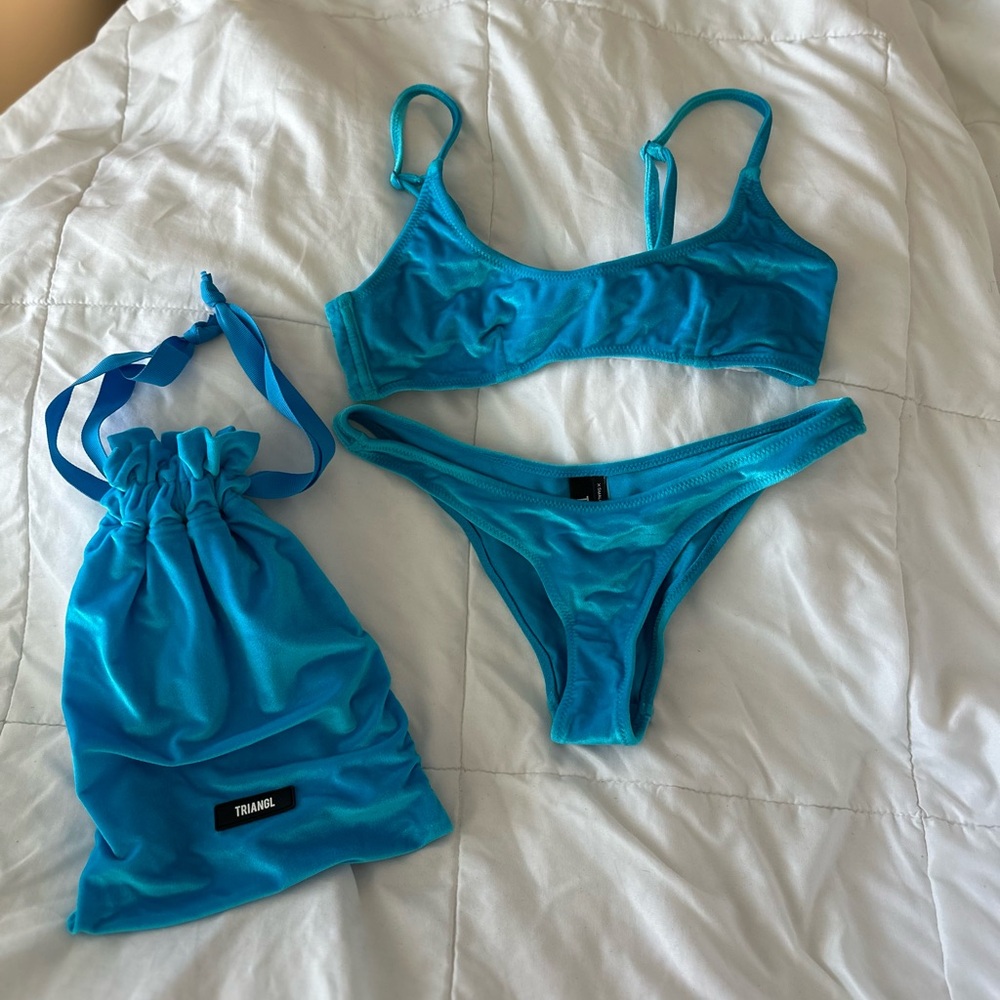 Triangl Bikini Set Cheeky Maci Ocean Blue Velvet
